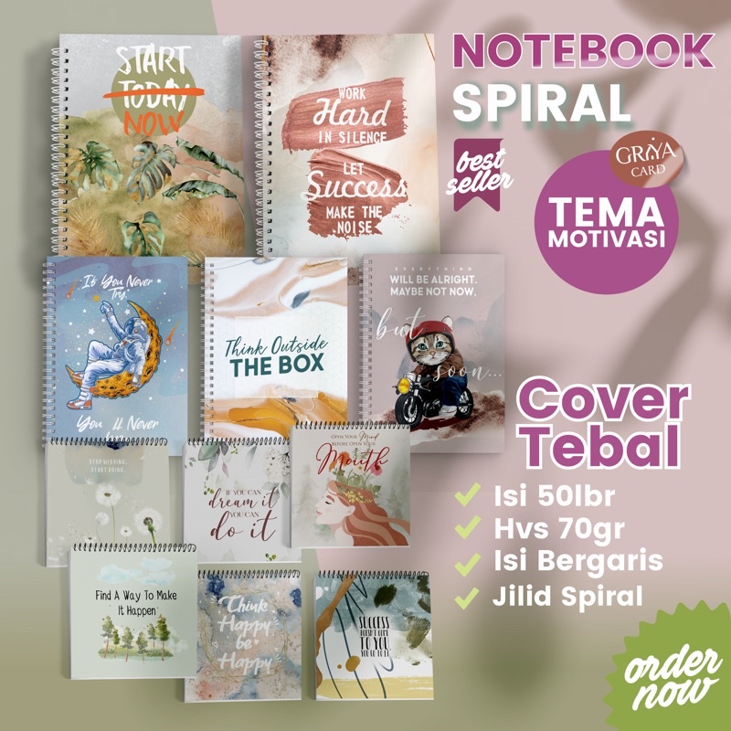 

NOTEBOOK CATATAN SPIRAL AESTHETIC | NOTEBOOK SERI MOTIVASI SUKSES | BLOKNOTE MINI SPIRAL | GROSIR NOTEBOOK MINI BANYAK MOTIF