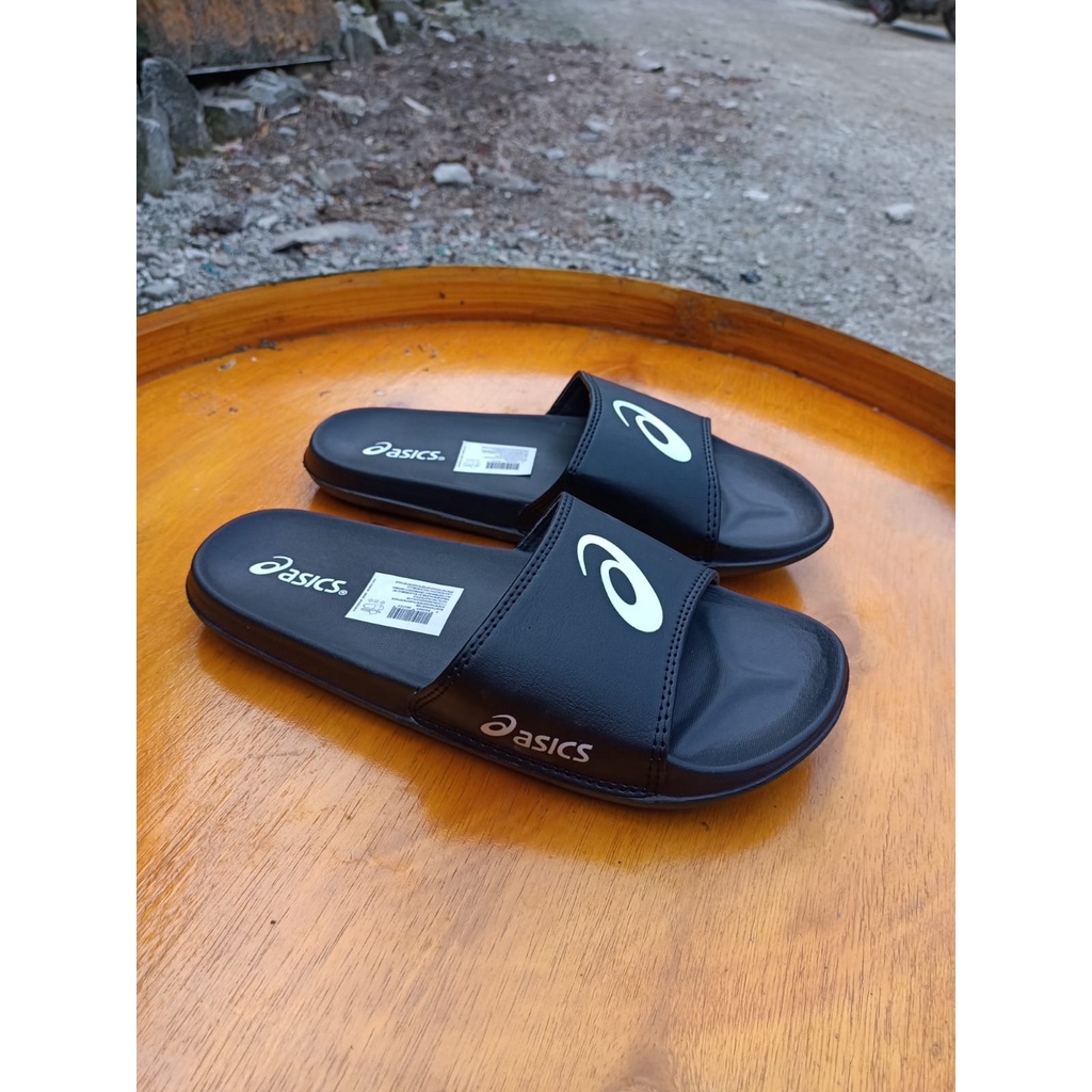 sandal slide slip on pria asics bahan full karet/rubber anti slip super ringan dan sangat nyaman