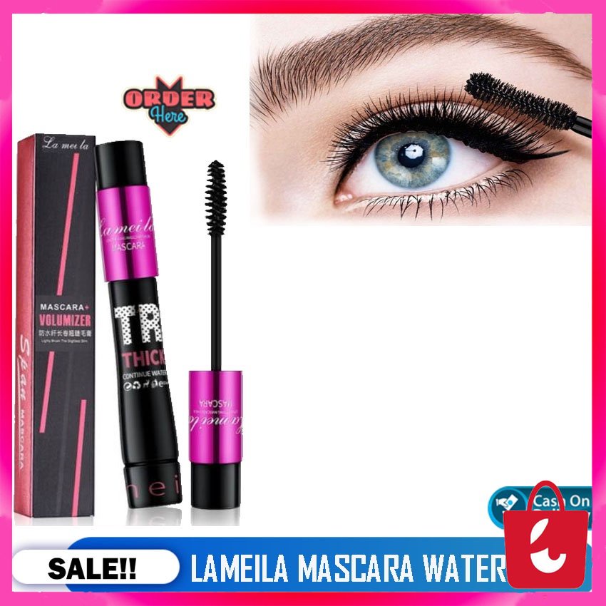 BISA COD - MASKARA ANTI AIR LAMEILA VOLUMIZER THICK CONTINUE FIBER EYELASH PRIMER WATERPROOF