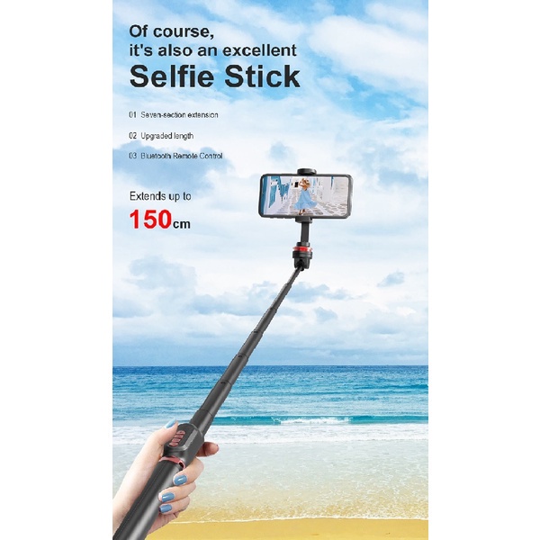023 SEAJIC OTH-AB203B - Tripod Tongsis Selfie Stick Hand-held Stabilizer
