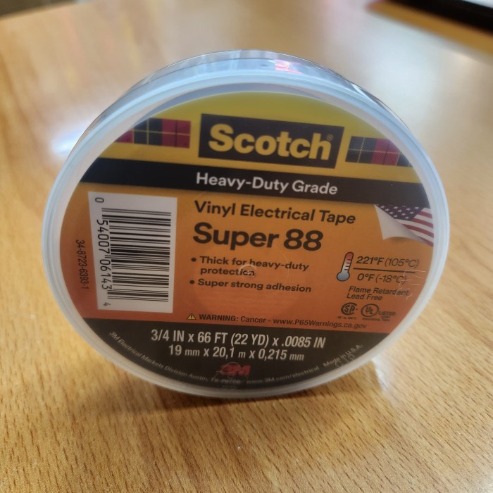 Isol Isolasi Listrik 3M Scotch Super 88 Vinyl Electrical Tape Hitam