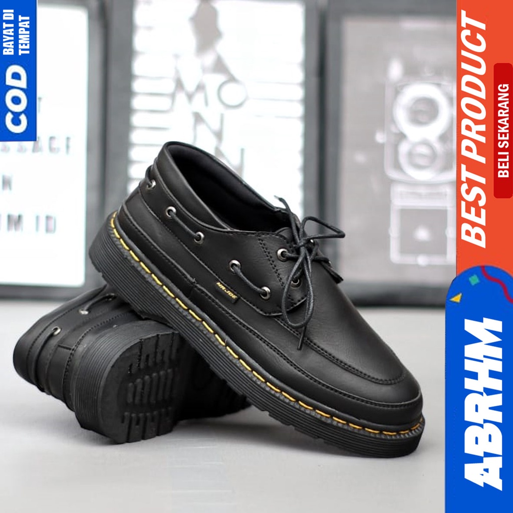 Sepatu Boots Formal Pantofel Docmart low Kerja Pria Hitam Abrhm Wenly