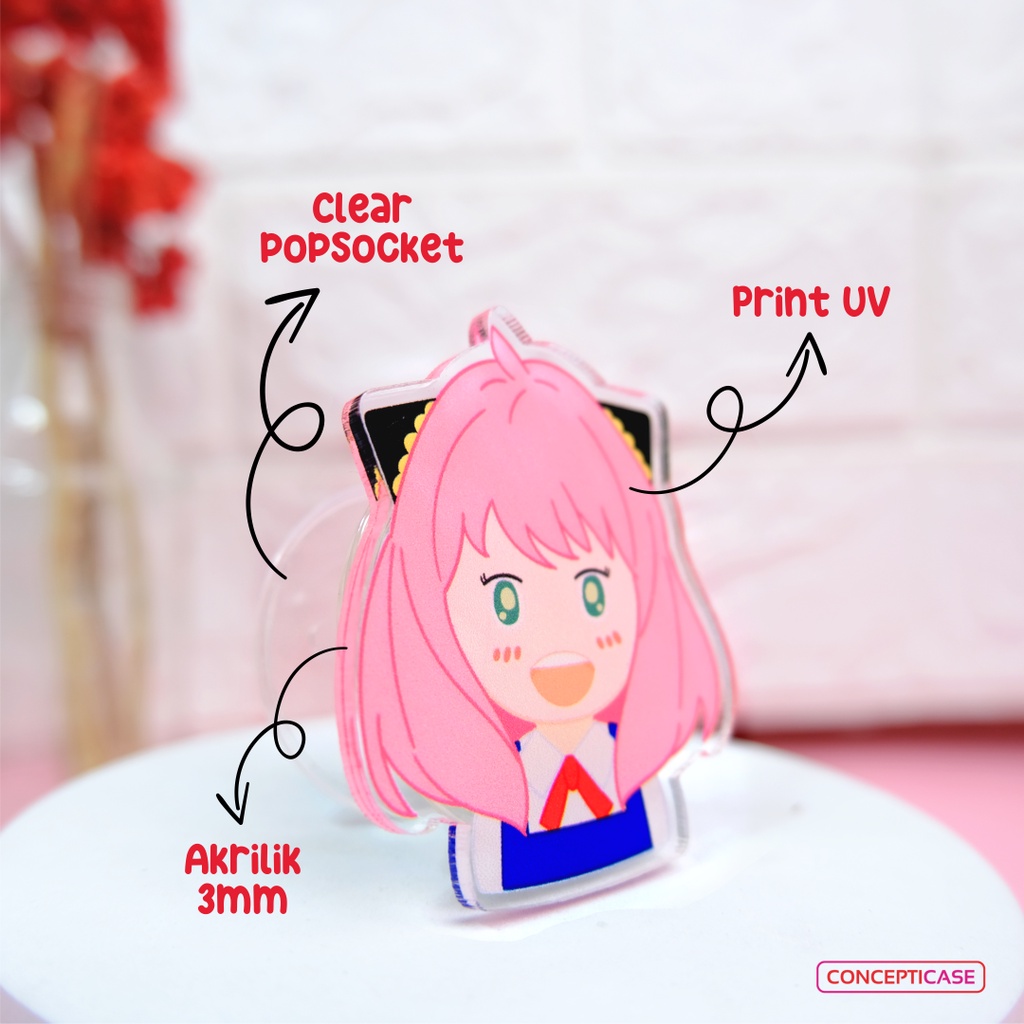 GRIPTOK/ POP SOCKET PREMIUM Akrilik Custom Print Bentuk Muka/Karakter Anime/Kartun