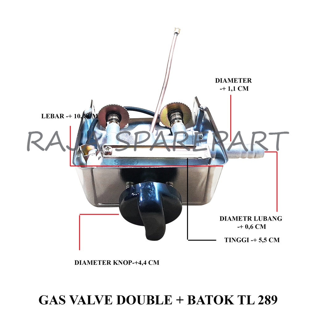 GAS VALVE DOUBLE + BATOK TL 289/ MESIN KOMPOR COR/PEMATIK KOMPOR