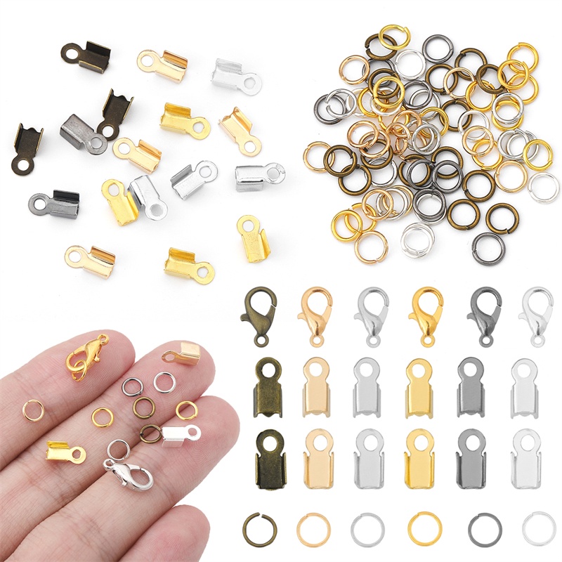 20pc lobster clasp jump ring clip tip Lipat crimping Konektor Gelang Kalung Rantai DIY Membuat Perhiasan kit Aksesoris