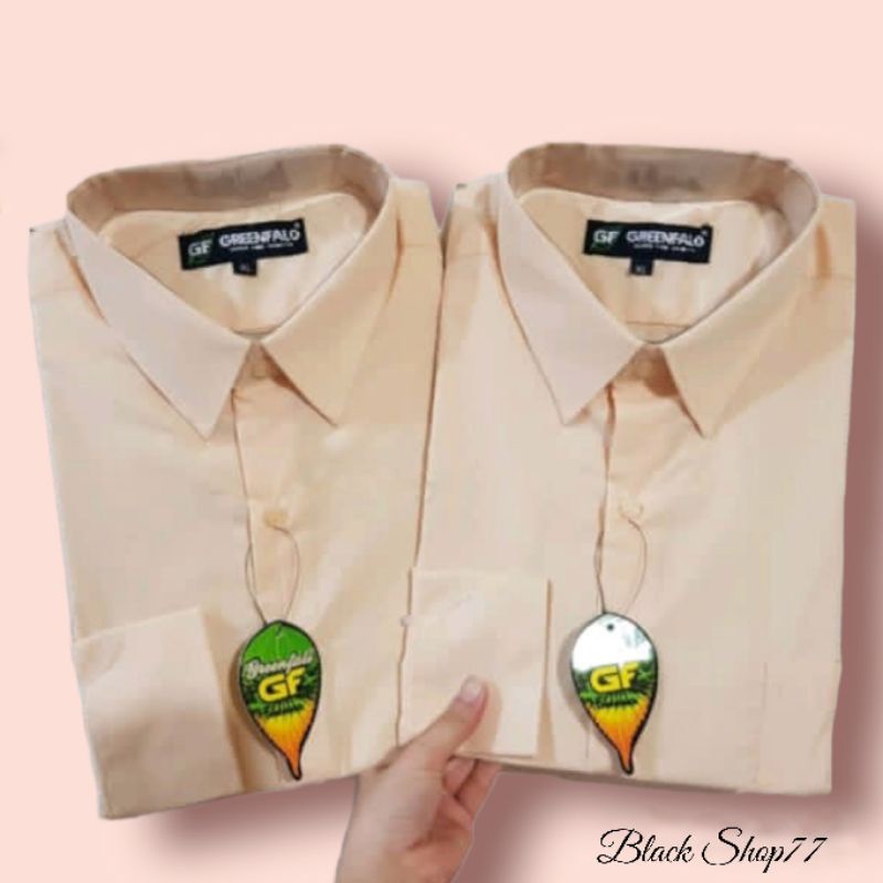 Kemeja Pria Polos Lengan Panjang Premium (GREENFALO) Cream