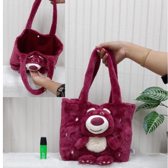 Tas Tenteng Tote Bag Wanita pooh Stitch Doraemon Lotso Timbul/Tas Wanita