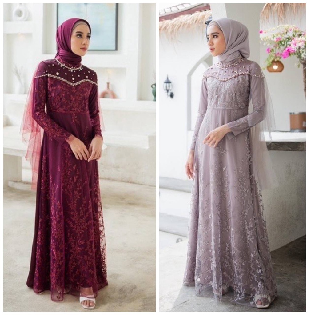 GAMIS BRUKAT BROKAT WANITA GAMIS PESTA  LEBARAN KONDANGAN GAMIS MUSLIMAHTERBARU 2023