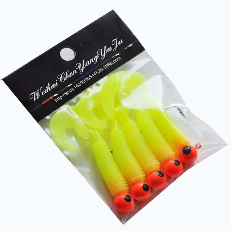 5 Pcs Umpan Pancing Umpan Bionic Lembut 5g Kait Timbal 6 cm Cacing Lembut Umpan Lembut Untuk Bass Memancing Renang Umpan