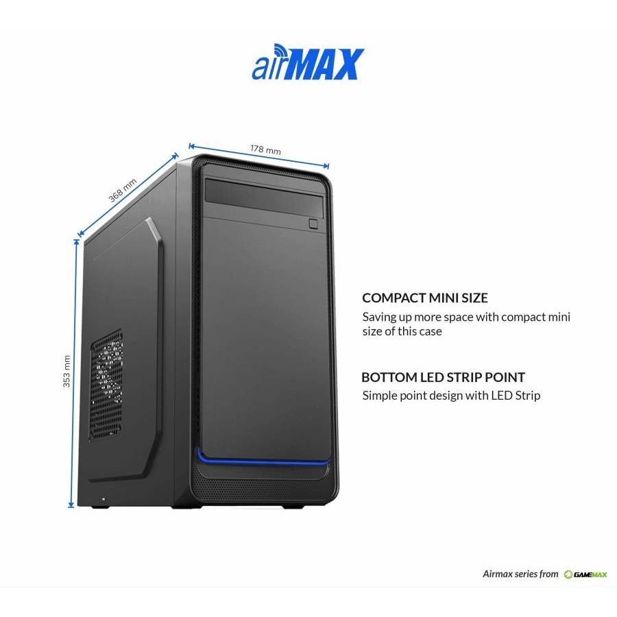 CASING GAMEMAX AIRMAX 6503 include PSU 500W | Micro-ATX PC Case