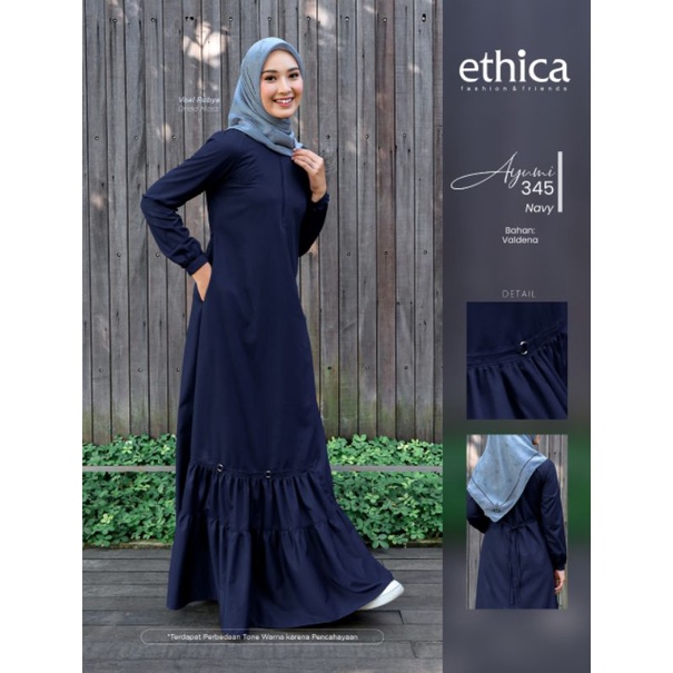 Baju Gamis Ethica Ayumi 345 dusty pink/ Ayumi 345 navy