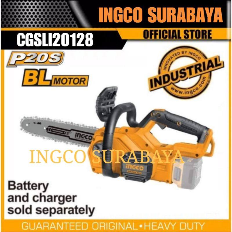 INGCO CGSLI20128 P20S CHAIN SAW CORDLESS 12" MESIN GERGAJI BELAH KAYU CHAINSAW 20V 12 INCH