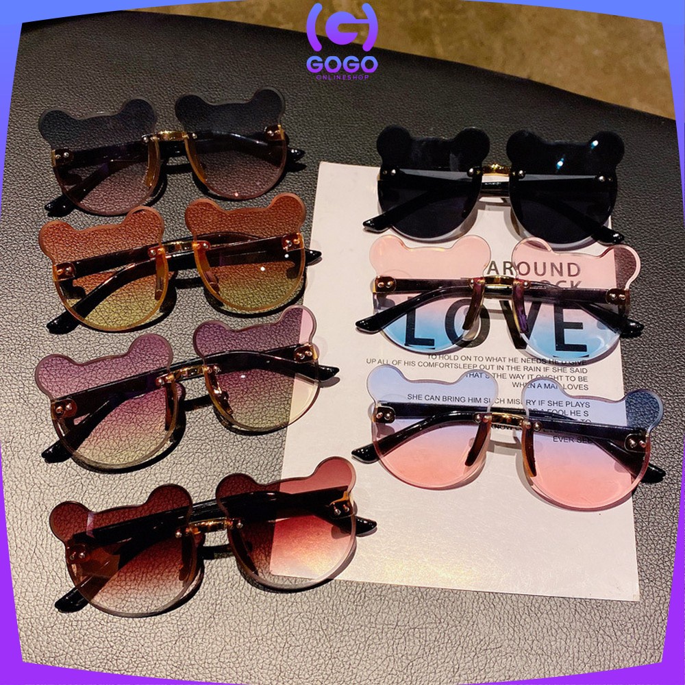 GOGO-C672 Kacamata Beruang Hitam Anak Bayi Kaca mata Bear Shape Gaya Korea Sunglasses Kids Fashion Tanpa Bingkai Kacamata Telinga Beruang