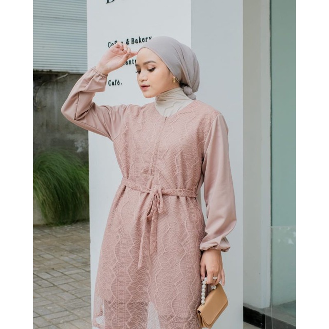 Melinda Brukat One Set/Setelan Brukat Ld 100/One Set Kondangan/Setelan Tunik Kondangan/One Set Lilac