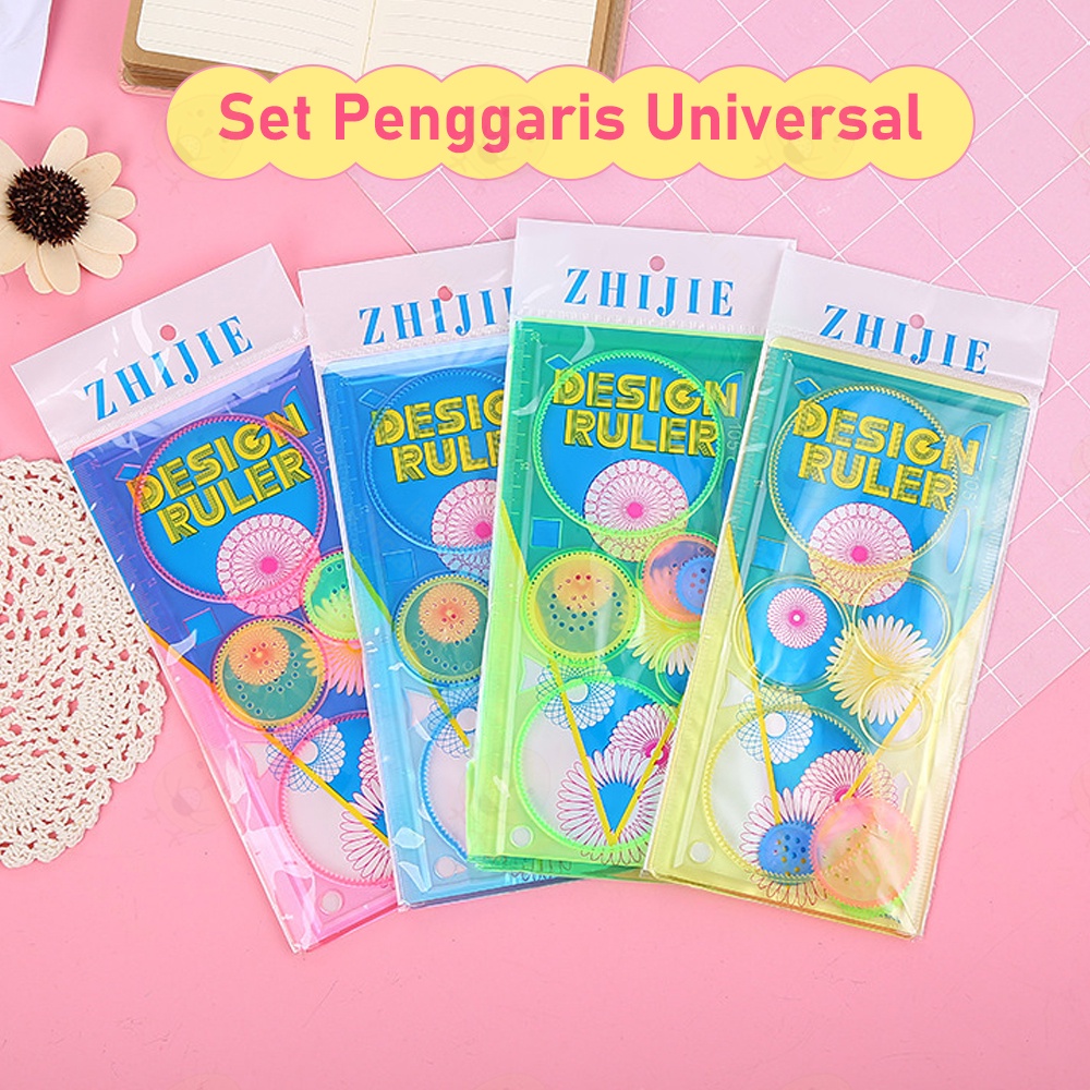 Poney Penggaris garisan rotary pattern bunga Penggaris rotari kembang Magic spirograph geometric ruler