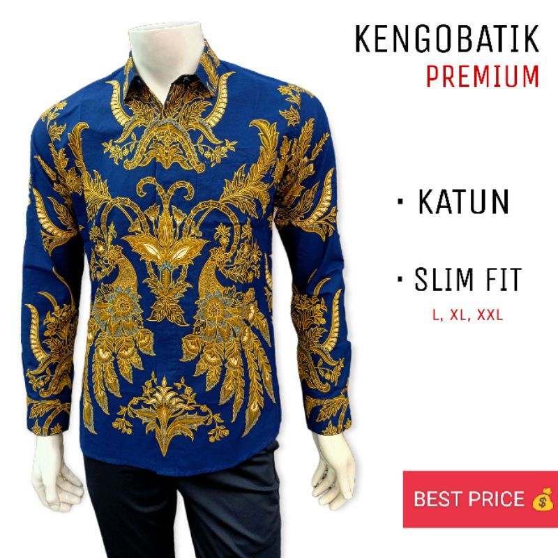 (KENGOBATIK) BATIK PRIA SLIM FIT | BATIK CHANYEOL LENGAN PANJANG | KEMEJA PRIA BATIK KATUN PREMIUM