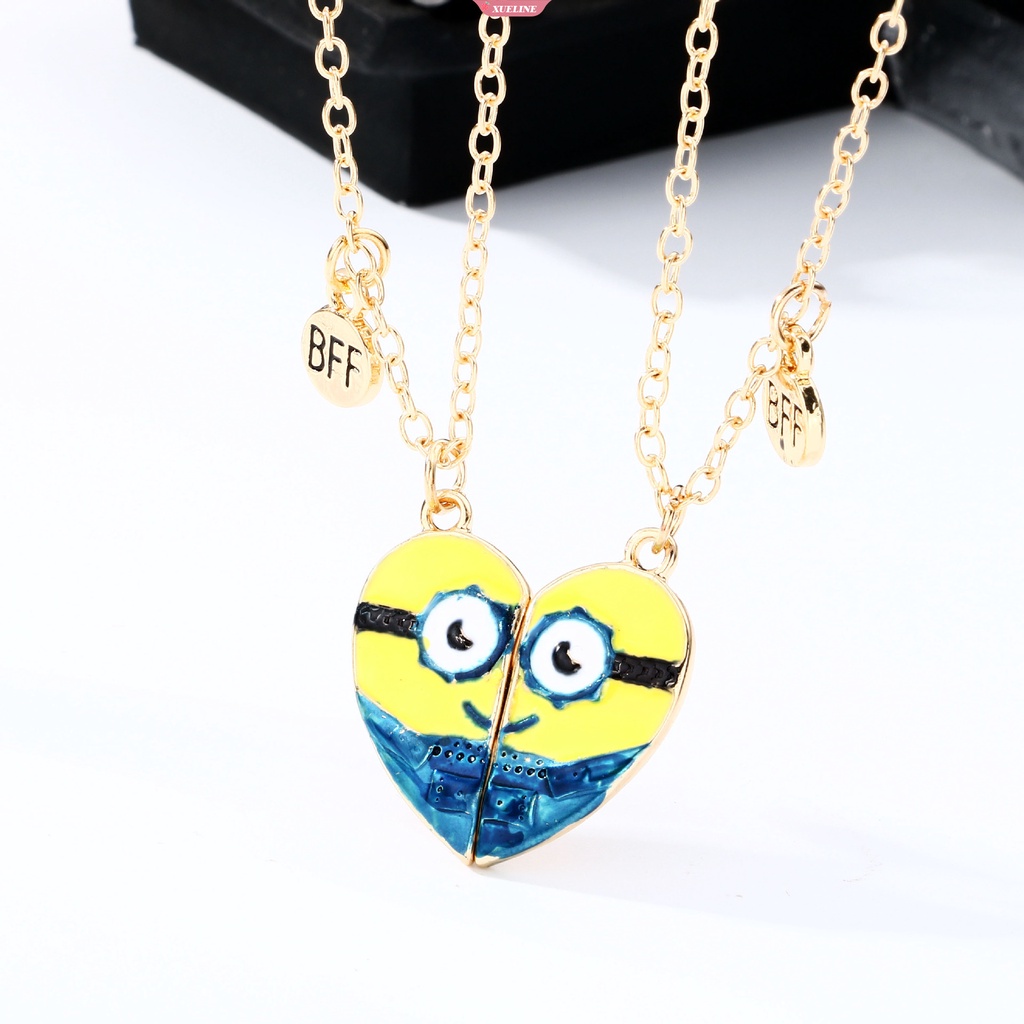 2buah/set Dari Orang Kuning Kecil Sahabat Cinta Kalung Anak BFF Persahabatan Perhiasan Kalung Sepasang suckers Pribadi fashion Liontin Hadiah [ZXL]