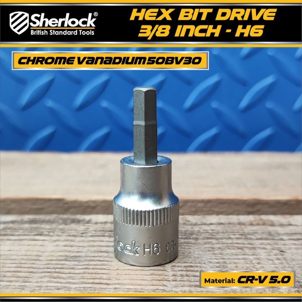 Mata Kunci Sok Socket Drive 3/8 &quot; inch Sherlock Hex Bit Shock L 6 mm