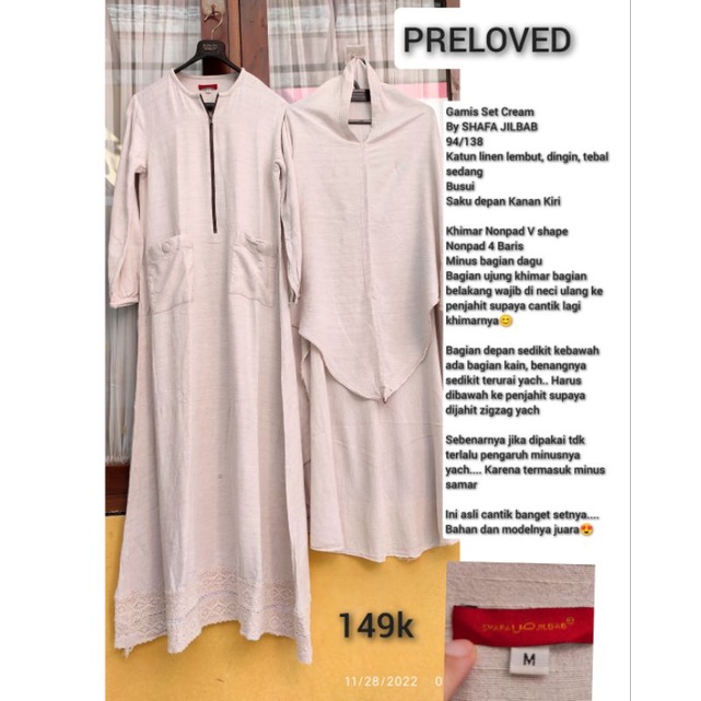 preloved set gamis shafa jilbab
