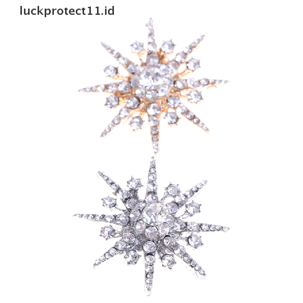/Fashion Hot// Fashion// Pernikahan Perak Snowflake Diamante Bros Berlian Imitasi Kristal Bros Pin Xmas Hadiah  .