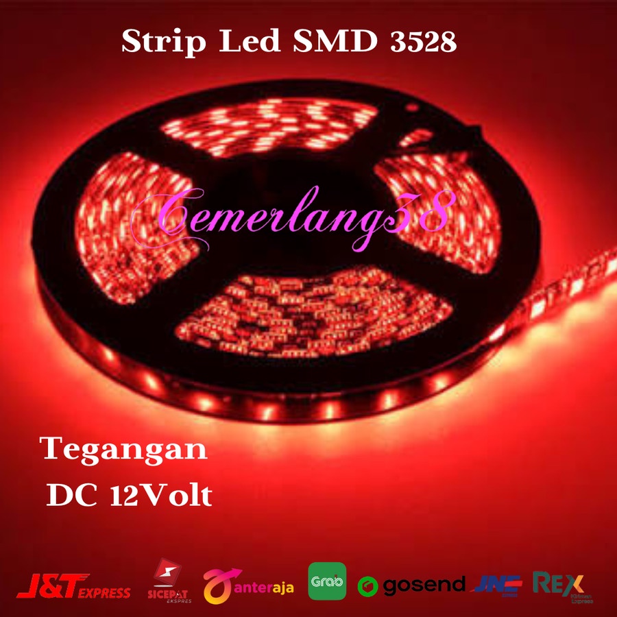 LED Strip SMD 3528 Merah/Red DC 12V IP33 INDOOR N Gel