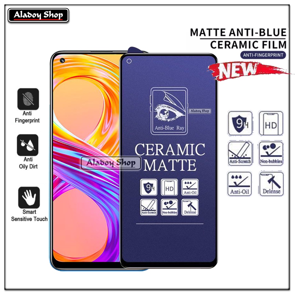 PAKET 3IN1 Anti Gores Blue Matte Anti Glare Realme 8/8 Pro + Tempered Glass Camera dan Skin Carbon