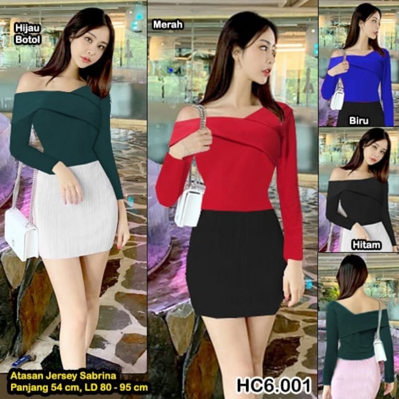 HC6001 Atasan Sabrina Lengan Panjang Jersey Stretch Premium / Atasan Sexy / Atasan Lengan Panjang / Atasan Kekinian