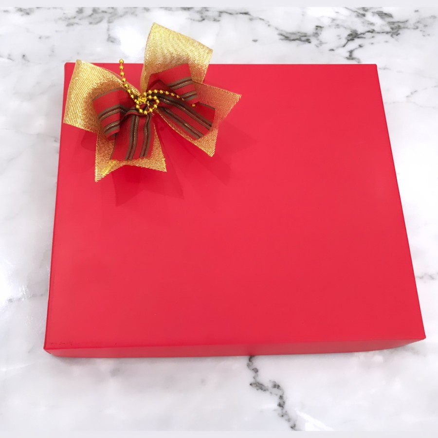 

Hiasan kardus / box Pita Natal glitter merah