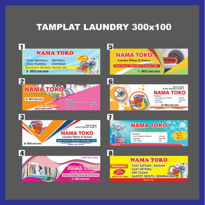 SPANDUK / Banner LAUNDRY ukuran 300 x 100
