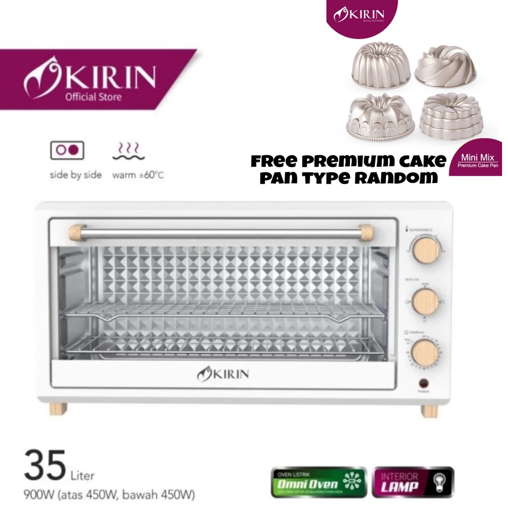 KIRIN Oven KBO-350WB Oven Listrik 35 Liter KBO 350 WB Pemanggang Putih Beauty Oven