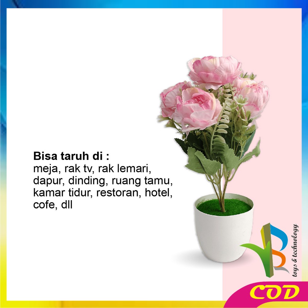 RB-C677 C681 Bunga Plastik Dekorasi Rumah Ornamen Bunga Peony Dekorasi Tanaman Hias / Tanaman Plastik Pot Bunga Hias