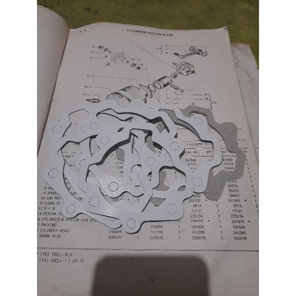 paking boring vespa lubang 3 bahan kertas