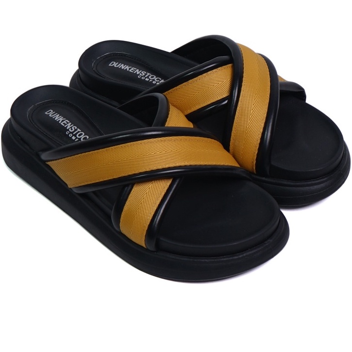 SARASARA YUK - Dunkenstock ZOEY Sandal Wanita Silang Tinggi 5cm Size 36 - 40 Selop Tidak Licin Sendal Beleza Wedges Slop Birken Rumah Belleza 37 38 39 Warna Yellow Kuning Sara Sara Kekinian Premium Terbaru Shoes Ori Original Mall Official Store