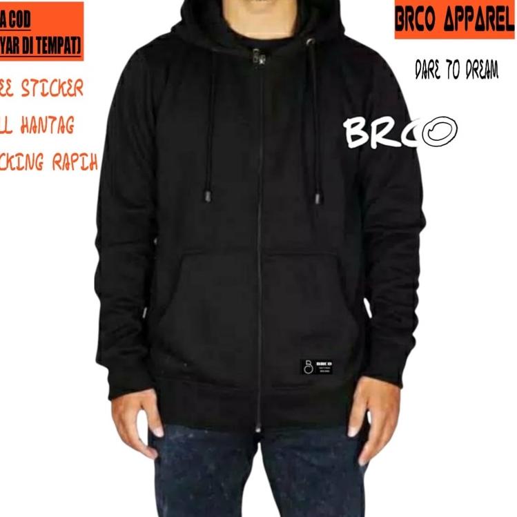 Termurah BRCO Zipper polos Sleting Polos Hoodie Pria Wanita