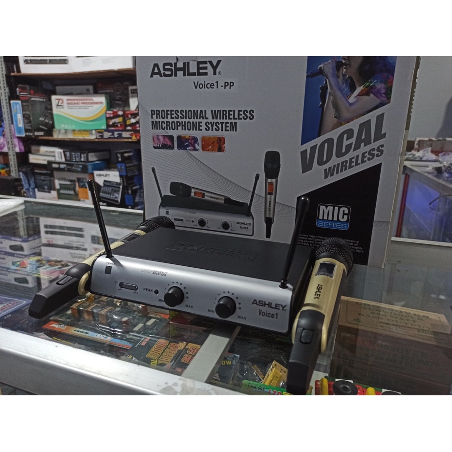 Mic wireless UHF 2 MIC BERKUALITAS PREMIUM ASHLEY VOICE1 ORIGINAL