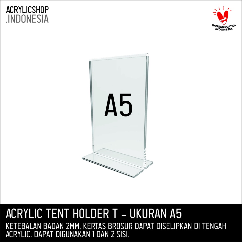 Jual Akrilik Tempat Brosur A5 Acrylic Tent Card Holder Stand 2 Sisi