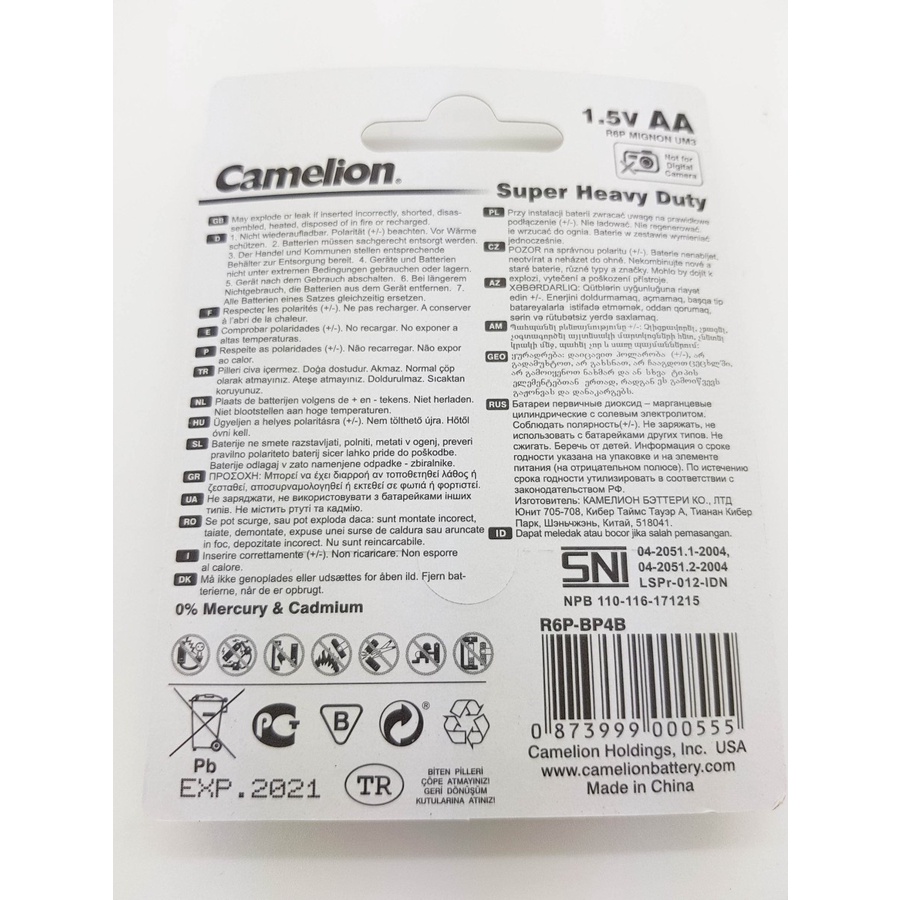 Baterai Heavy Duty Camelion A2 AA isi 4 pcs 1.5V Battery Batre Batere biru