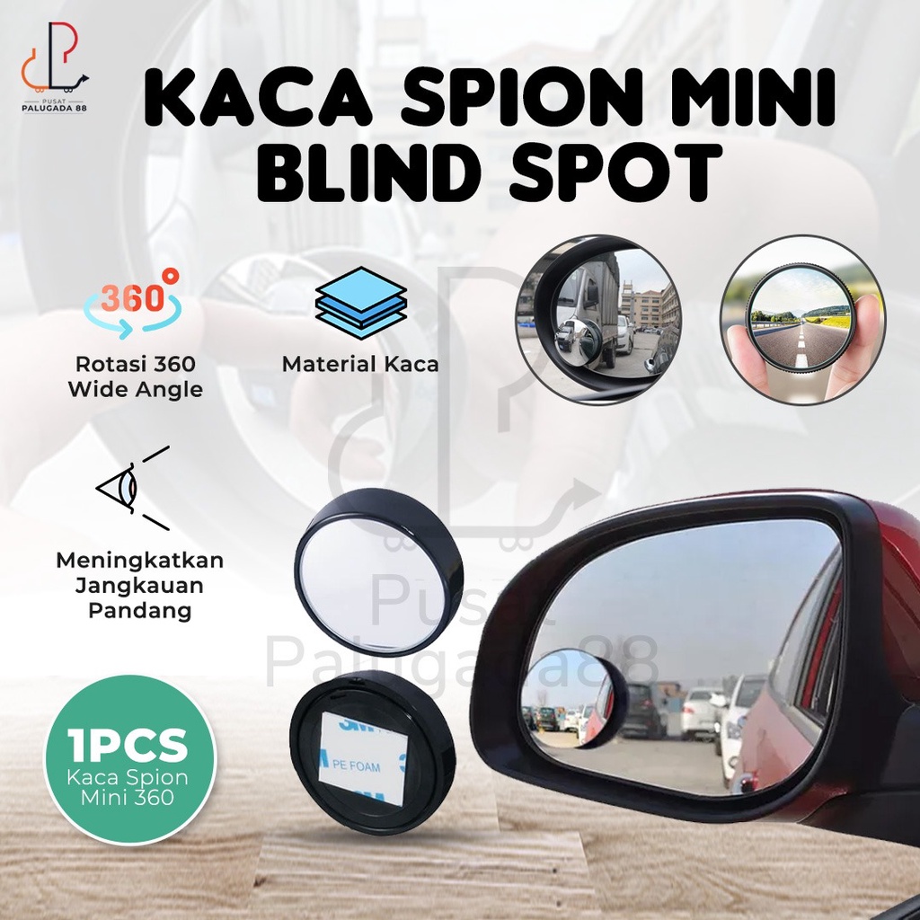 KACA BLIND SPOT CEMBUNG CERMIN SPION MINI TAMBAHAN SPION BLINDSPOT WIDE ANGLE MIRROR MOTOR MOBIL 360 Tebal 1PC