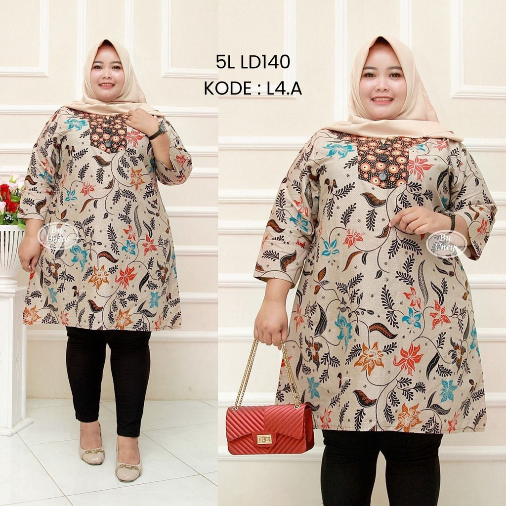 KEMEJA TUNIK BATIK JUMBO/ TUNIK MOTIF JUMBO/ TUNIK MOTIF BATIK LD 140/ KEMEJA BATIK WANITA JUMBO BIG