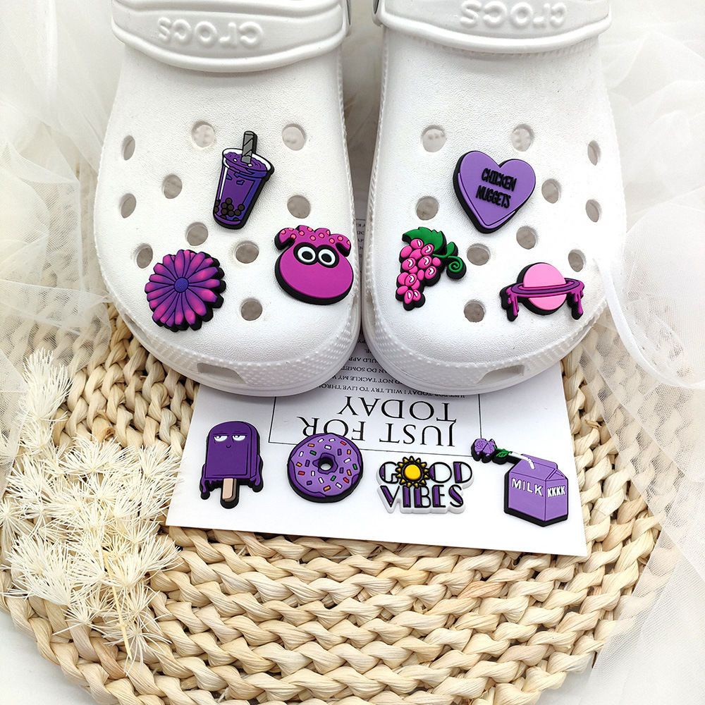 10pcs Purple Series DIY Cros Jibitz Charming Shoes,Aksesoris Gelang,Hadiahpesta | Jibitz Untuk Cros