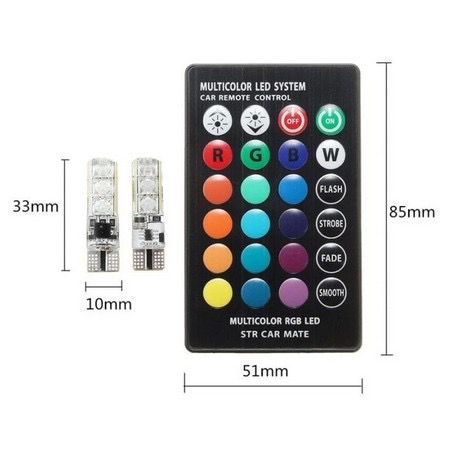 Lampu LED T10 Jelly RGB 16 Warna 5050 SMD Mobil Motor Remote