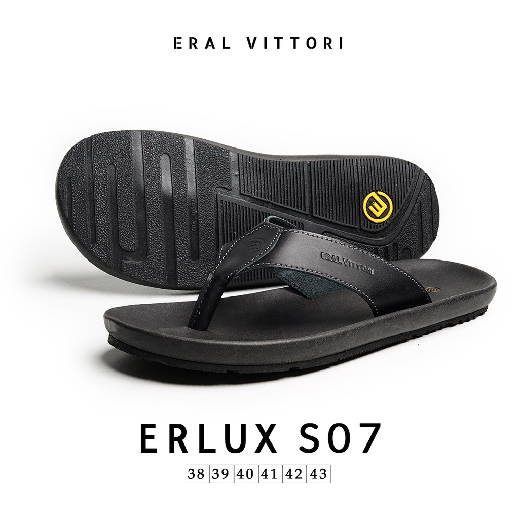 Eral Vittori - Erlux S07 Sandal Jepit Pria Kulit Kasual Harian