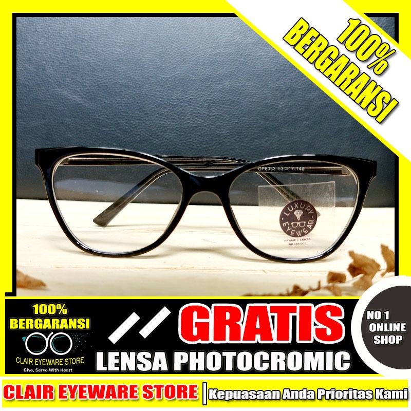 Clair Eyeware CO 64 Optik Melawai Frame Kacamata Bulgari Cat Eye Mata Kucing Minus Plastik Lentur Ph