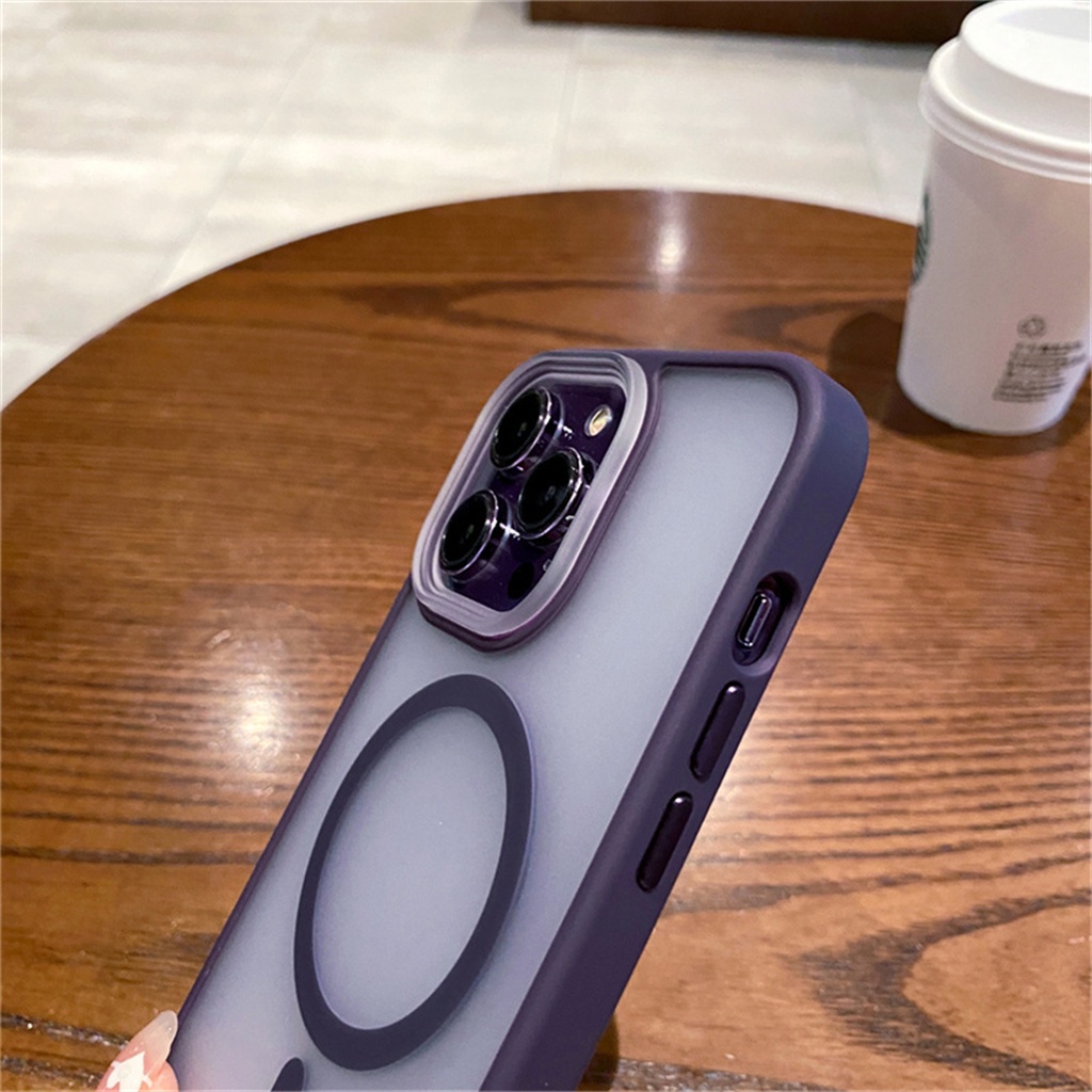 Luxury Magnetic Untuk iPhone 14 Pro Max Plus 13 Pro Max Ungu Casing iphone 13 14 plus Hard Case Magnetik Mewah Shockproof Warna case akrilik iphone