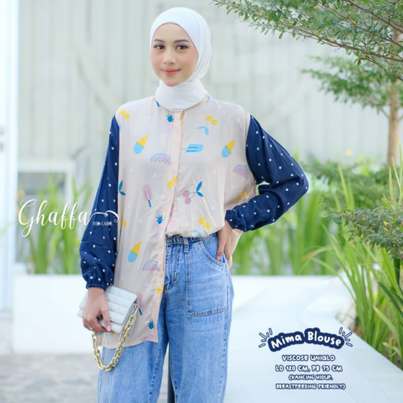MIMA BLOUSE BY GHAFFA THE LABEL / BLOUSE OVERSIZE JUMBO WANITA MUSLIMAH / Atasan oversize motif ld120
