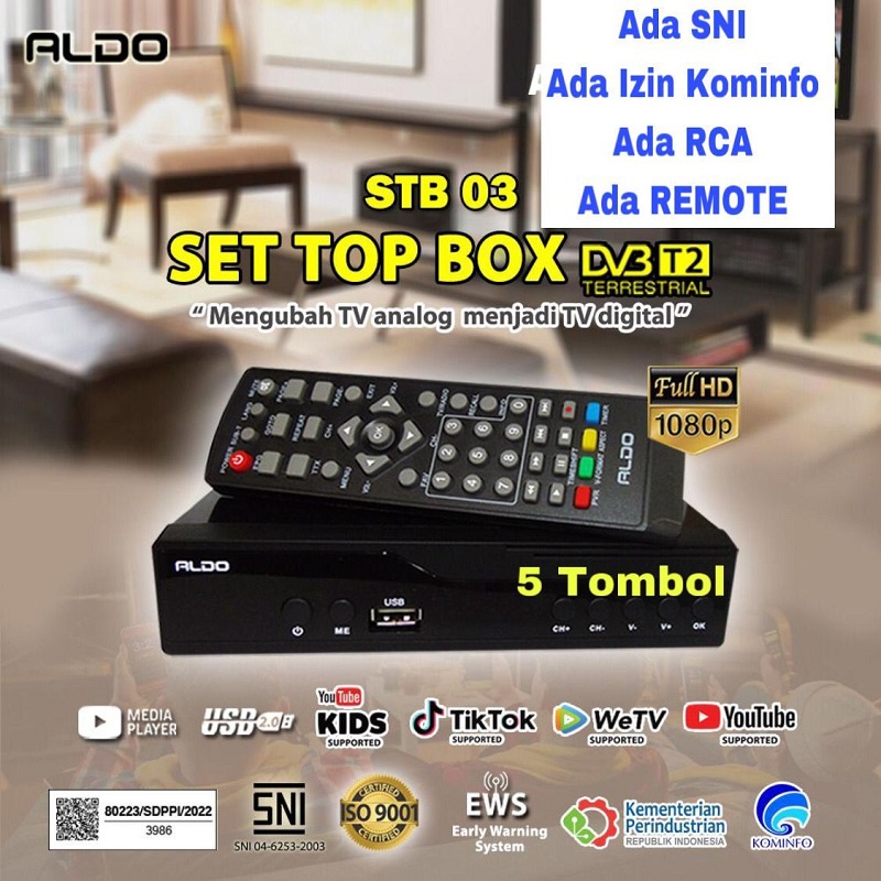 Aldo TV Box Digital Set Top Box Aldo DVB T2 STB 03