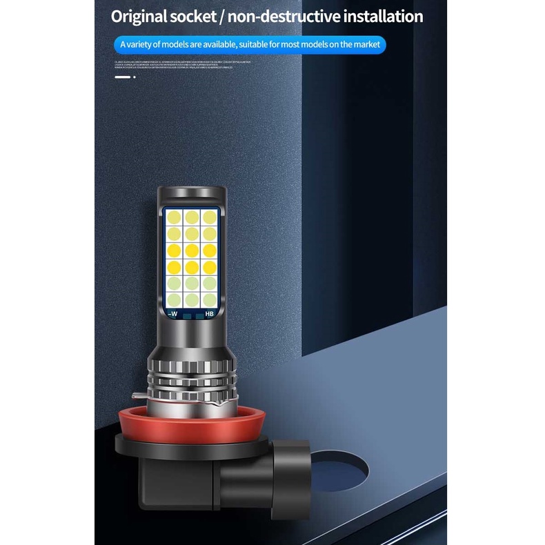 Fog lamp 3 warna H8 H11 H16  Bohlam LED Fog Lamp 2Pcs sepasang H16 Lampu Bumper Avanza Xenia Ayla Cayla Sigra Tipe socket H16