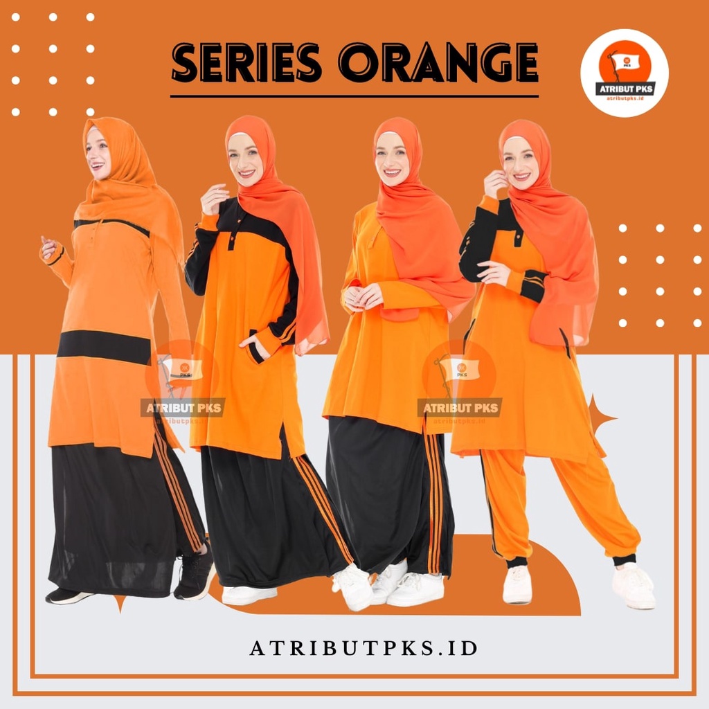 Kaos Muslimah Rok Celana Muslimah Series Orange Oren PKS