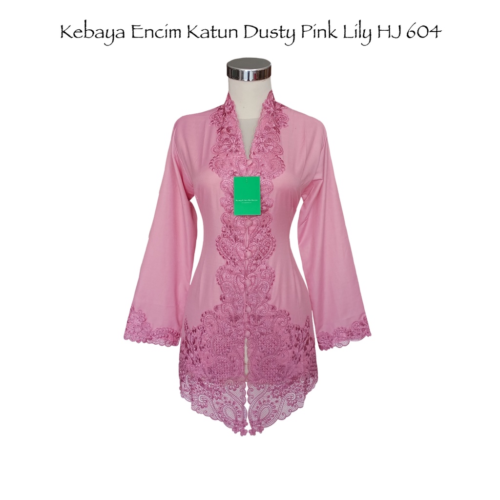 Kebaya Encim Katun Dusty Pink Lily 604