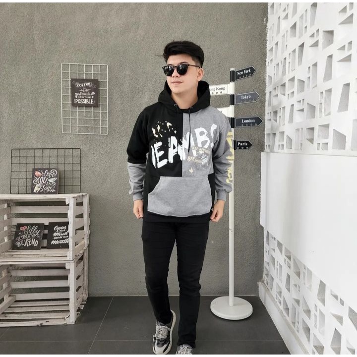 Switer Sweater OFF DESAIN Hoodie Jacket Kasual Desain Mix Warna Gaya Santai Outfit Ala Korean